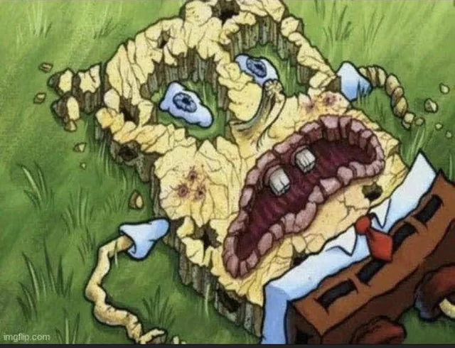 High Quality Spongebob's Crusty Ass on the Ground Blank Meme Template