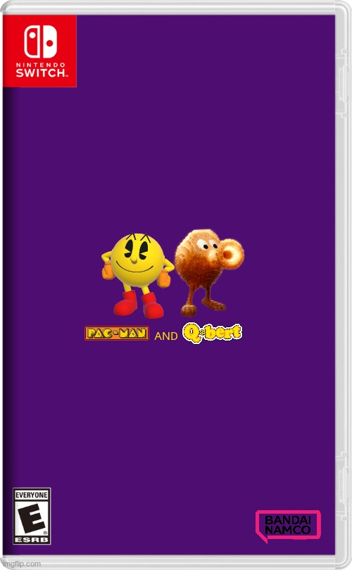 pacman and q bert | AND | image tagged in nintendo switch,pacman,qbert,crossover,3d platformer,fake | made w/ Imgflip meme maker