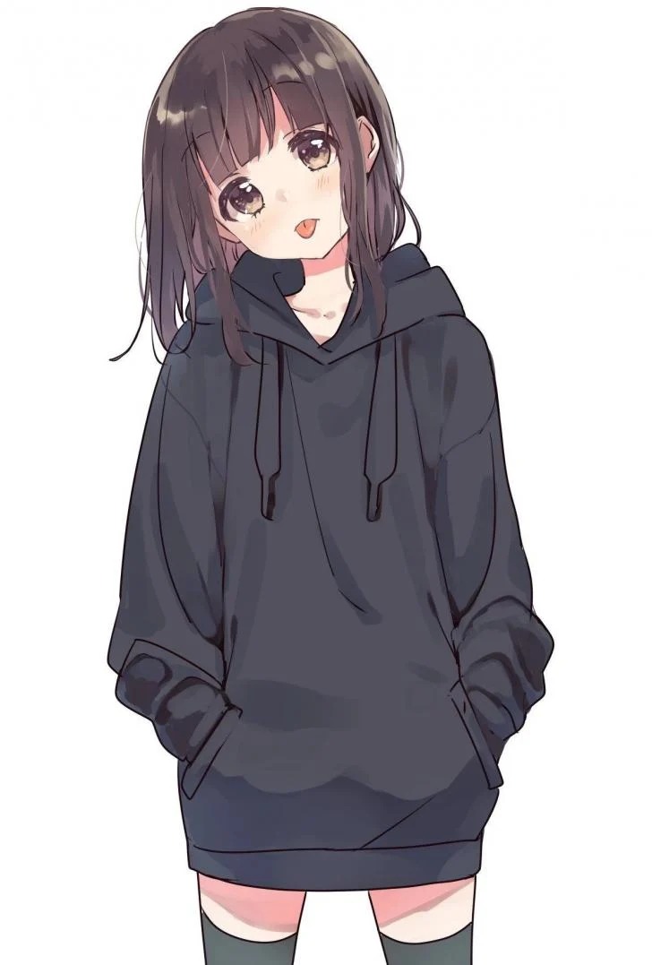 cute anime girl hoodie Blank Meme Template