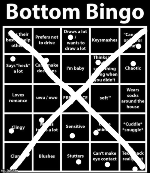 Now I have a bingo board that represents an "A" and now an "X" | image tagged in bottom bingo | made w/ Imgflip meme maker