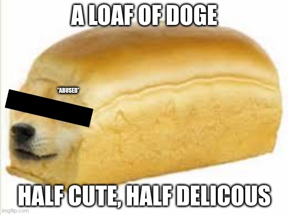 Doge bread | A LOAF OF DOGE; *ABUSED*; HALF CUTE, HALF DELICOUS | image tagged in doge bread | made w/ Imgflip meme maker