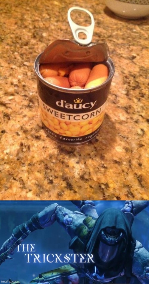 Not sweetcorn | image tagged in the trickster,corn,you had one job,memes,food,can | made w/ Imgflip meme maker