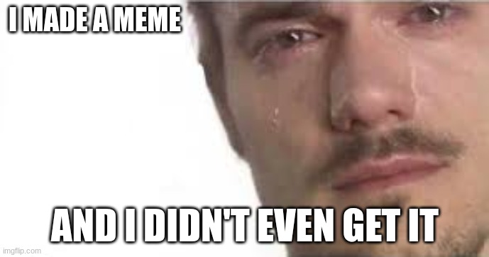 Crying Bro | I MADE A MEME; AND I DIDN'T EVEN GET IT | image tagged in crying bro | made w/ Imgflip meme maker