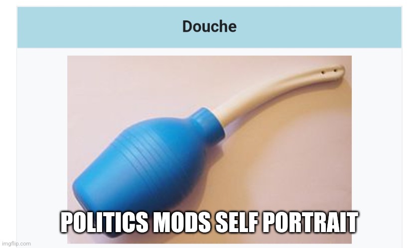 Douche | POLITICS MODS SELF PORTRAIT | image tagged in douche | made w/ Imgflip meme maker