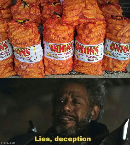 cornions | image tagged in sw lies deception,onions,corn | made w/ Imgflip meme maker