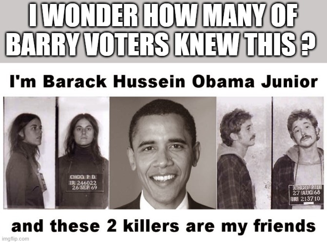 I wonder how many of Barry's voters knew this.. | I WONDER HOW MANY OF BARRY VOTERS KNEW THIS ? | image tagged in democrats,traitor | made w/ Imgflip meme maker