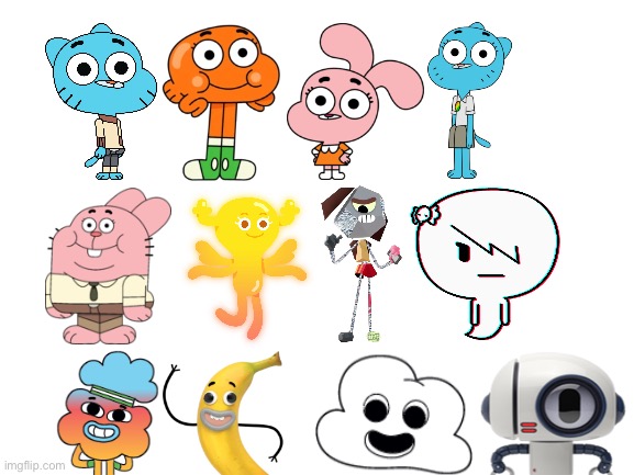 Gumball Characters | image tagged in blank white template,gumball,the amazing world of gumball | made w/ Imgflip meme maker