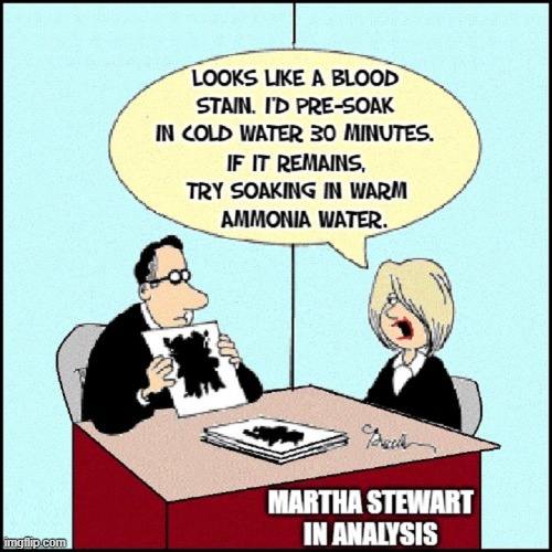 Rorschach Inkblot Test on Martha Stewart | image tagged in vince vance,psychology,analysis,memes,comics/cartoons,martha stewart | made w/ Imgflip meme maker