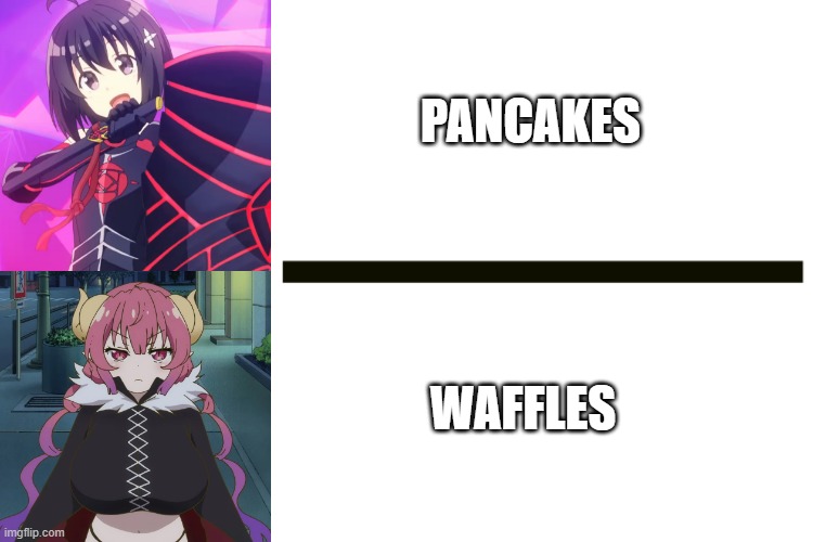 pancakes vs waffles | PANCAKES; WAFFLES | image tagged in horizontal line | made w/ Imgflip meme maker