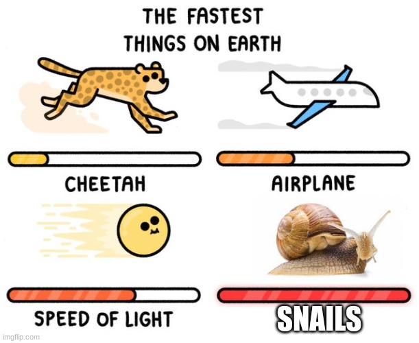 fastest thing possible | SNAILS | image tagged in fastest thing possible,snails,stop the cap | made w/ Imgflip meme maker