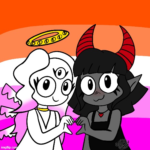 thumbnail for the angela and danielle comic! will post when the first ep is out | image tagged in lgbtq,lesbian,comic,drawing,art | made w/ Imgflip meme maker