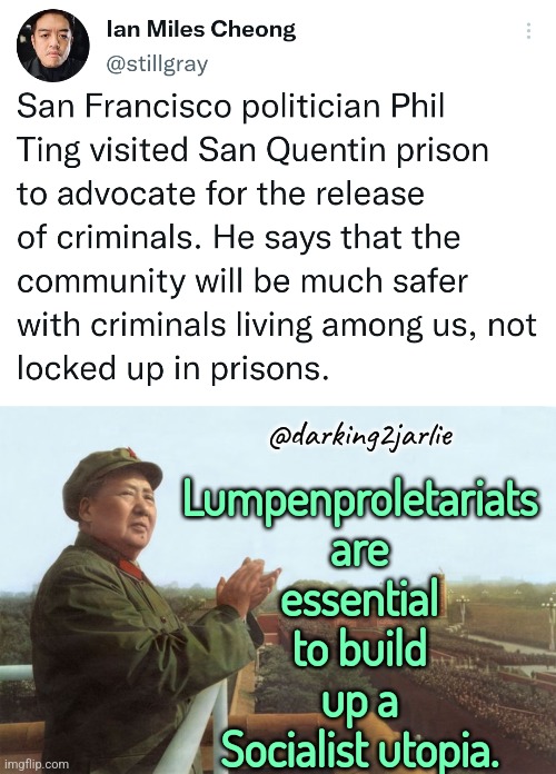 Criminal Lives Matters! | Lumpenproletariats are essential to build up a Socialist utopia. @darking2jarlie | image tagged in america,liberal logic,marxism,socialism,democrats,san francisco | made w/ Imgflip meme maker
