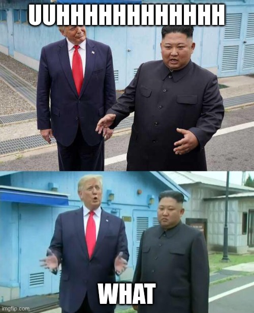 Trump & Kim Jong Un | UUHHHHHHHHHHHH WHAT | image tagged in trump kim jong un | made w/ Imgflip meme maker