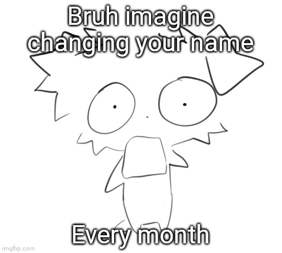 Flabbergasted | Bruh imagine changing your name; Every month | image tagged in flabbergasted | made w/ Imgflip meme maker