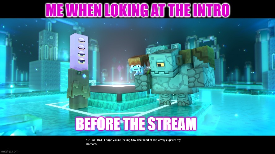 minecraft legnoob trailer | ME WHEN LOKING AT THE INTRO; BEFORE THE STREAM | image tagged in streams | made w/ Imgflip meme maker