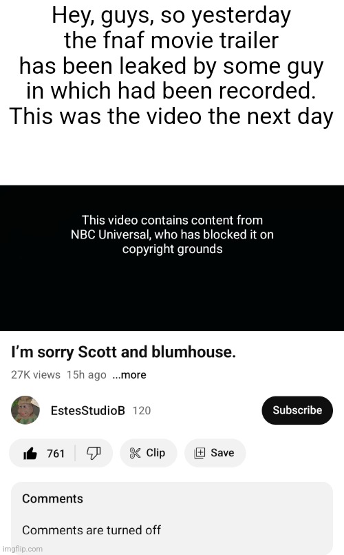 Had you heard of the trailer leak | Hey, guys, so yesterday the fnaf movie trailer has been leaked by some guy in which had been recorded. This was the video the next day | image tagged in memes,fnaf,movie | made w/ Imgflip meme maker