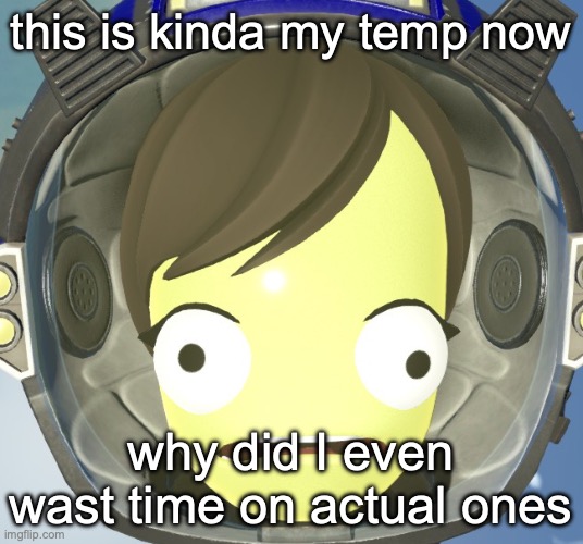 Scared Kerbal | this is kinda my temp now; why did I even wast time on actual ones | image tagged in scared kerbal | made w/ Imgflip meme maker