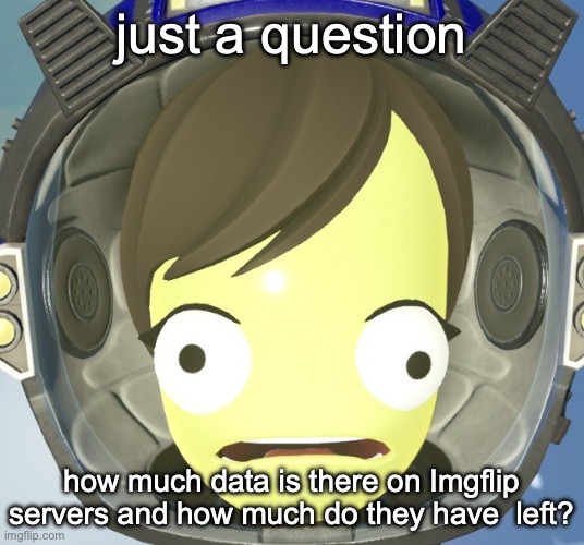 I'm genuinely curious | just a question; how much data is there on Imgflip servers and how much do they have  left? | image tagged in scared kerbal | made w/ Imgflip meme maker