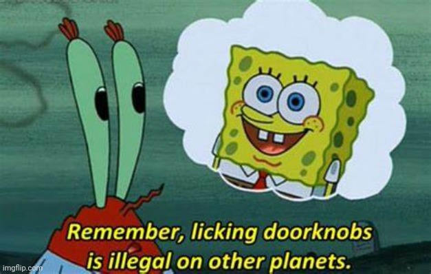 Remember, Licking Doorknobs is Illegal on Other Planets | image tagged in remember licking doorknobs is illegal on other planets | made w/ Imgflip meme maker