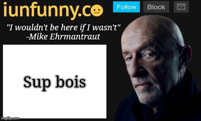 iUnFunny's Mike Ehrmantraut template | Sup bois | image tagged in iunfunny's mike ehrmantraut template | made w/ Imgflip meme maker