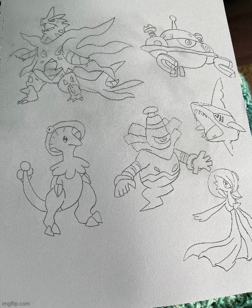I drew a team of my favorite Pokémon (sorry I probably can’t reply to comments because I can’t always load certain memes) | image tagged in pokemon,drawing | made w/ Imgflip meme maker