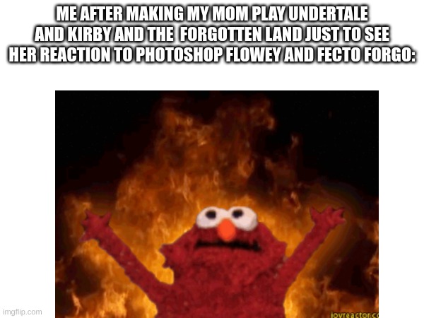 I am the evil person ever! >:) | ME AFTER MAKING MY MOM PLAY UNDERTALE AND KIRBY AND THE  FORGOTTEN LAND JUST TO SEE HER REACTION TO PHOTOSHOP FLOWEY AND FECTO FORGO: | image tagged in undertale,kirby | made w/ Imgflip meme maker