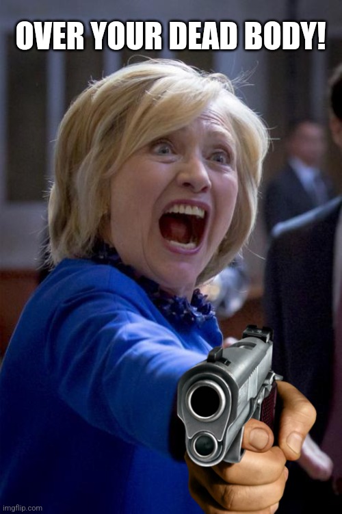 OVER YOUR DEAD BODY! | image tagged in wtf hillary | made w/ Imgflip meme maker