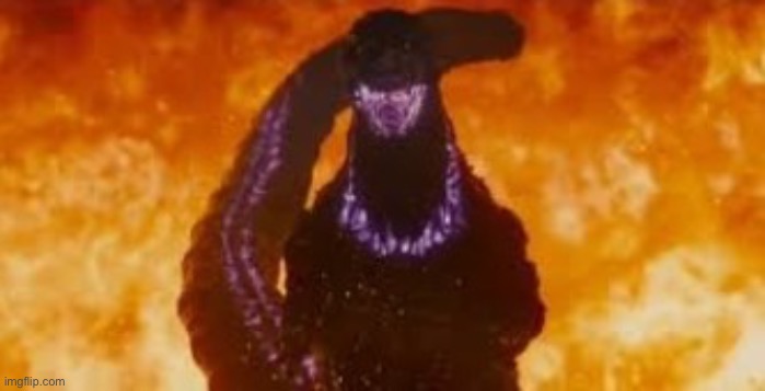 Shin Godzilla’s sin stare | image tagged in shin godzilla fire atomic breath | made w/ Imgflip meme maker