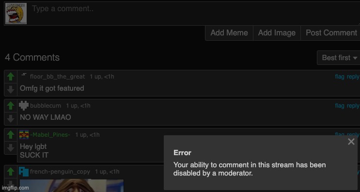 lmao forgot i was comment banned from LGBTQ anyways let's go | made w/ Imgflip meme maker