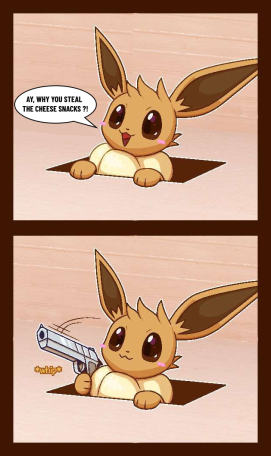 High Quality Eevee Gun Meme (Cheese Snacks edition) Blank Meme Template