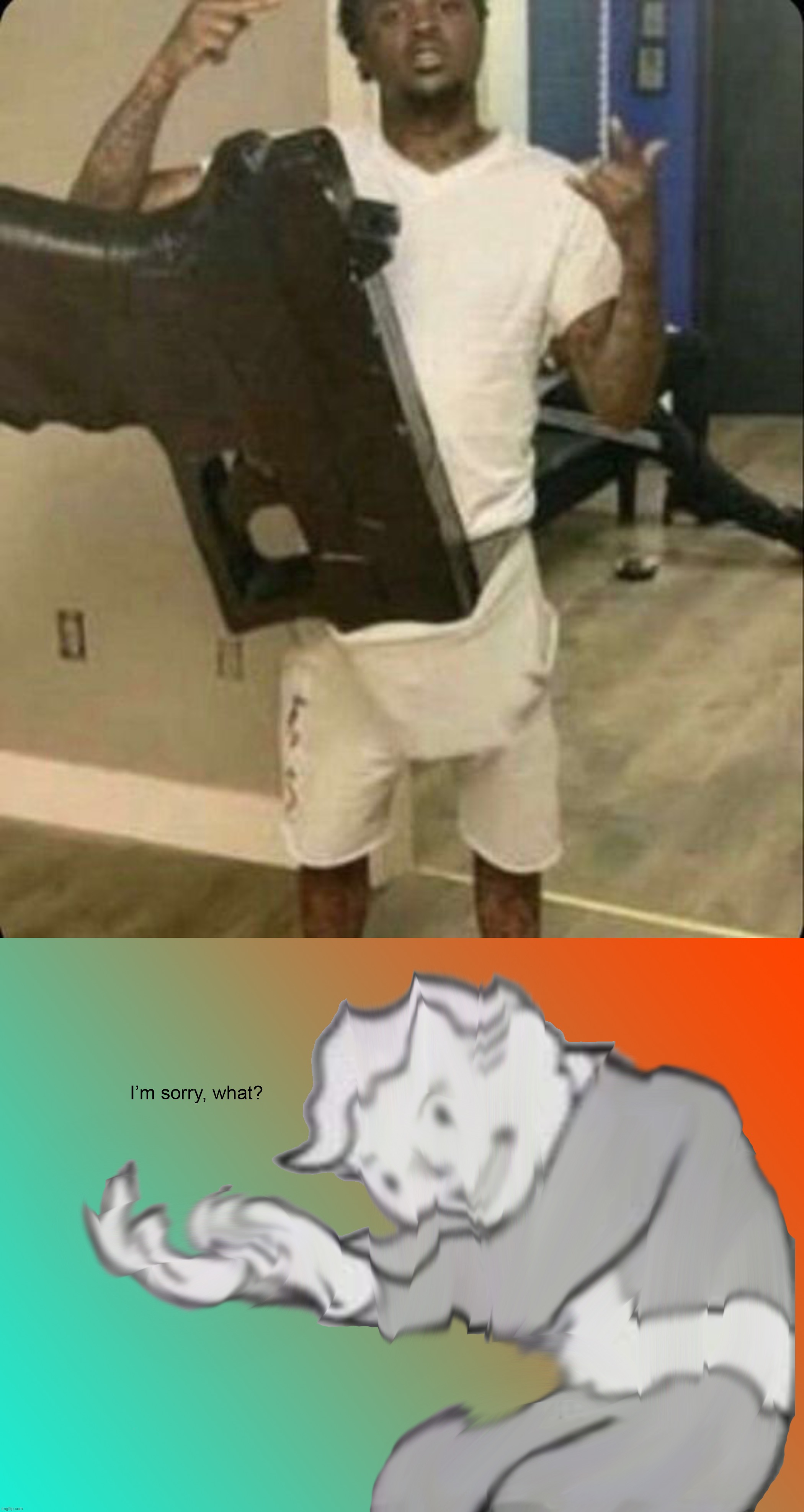 Big ass gun | image tagged in i'm sorry what,memes,funny,cursed image | made w/ Imgflip meme maker
