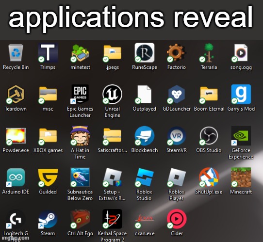 applications reveal | made w/ Imgflip meme maker