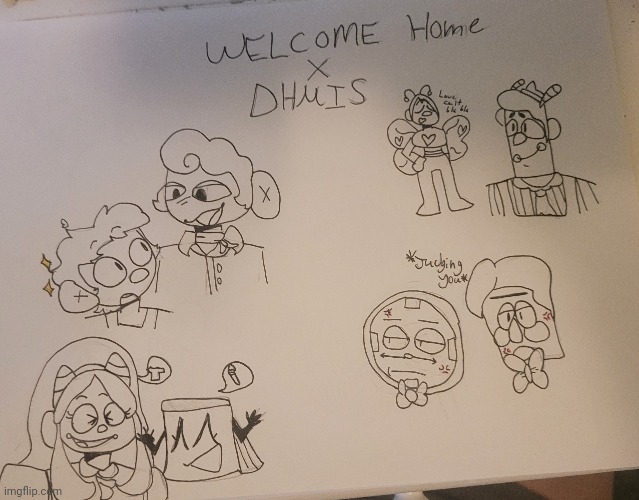 Feel like I messed up on the welcome home characters- but I still like it | image tagged in welcome home | made w/ Imgflip meme maker