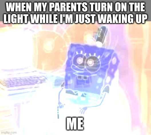 Internal screaming | WHEN MY PARENTS TURN ON THE LIGHT WHILE I'M JUST WAKING UP; ME | image tagged in internal screaming | made w/ Imgflip meme maker