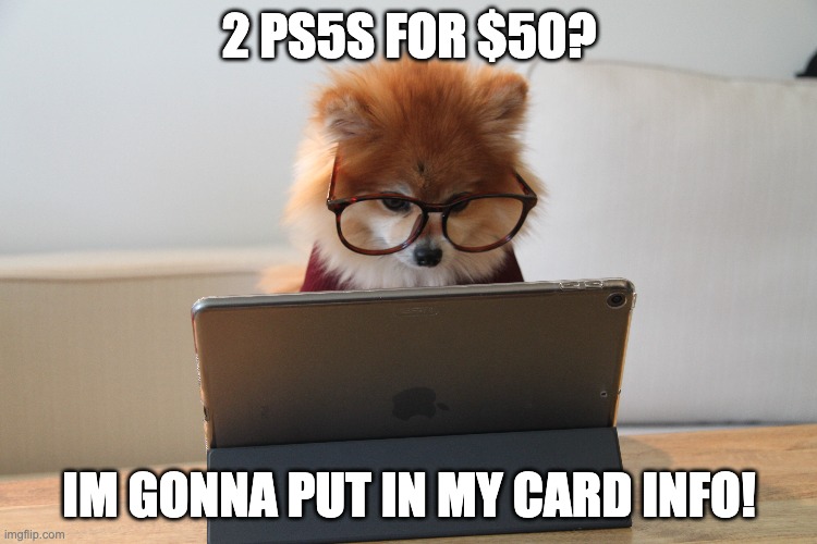 2 PS5S FOR $50? IM GONNA PUT IN MY CARD INFO! | made w/ Imgflip meme maker
