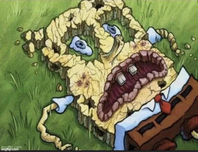 Spongebob's Crusty Ass on the Ground | image tagged in spongebob's crusty ass on the ground | made w/ Imgflip meme maker