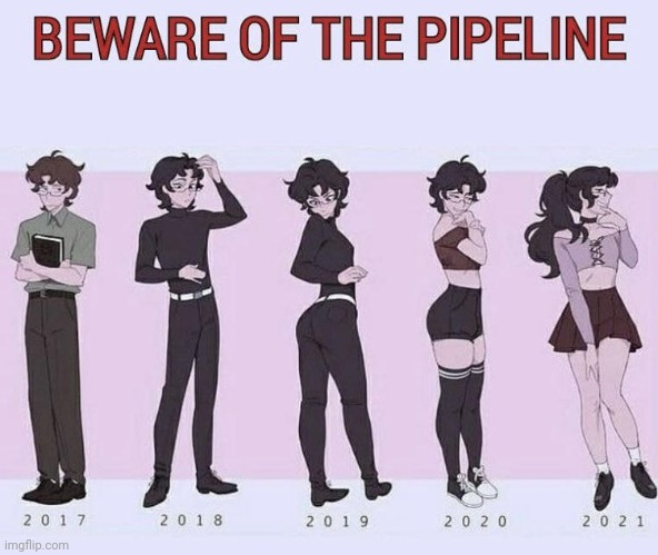 Im more like 2018 tbh | image tagged in beware of the pipeline | made w/ Imgflip meme maker