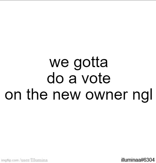 we gotta do a vote on the new owner ngl | made w/ Imgflip meme maker