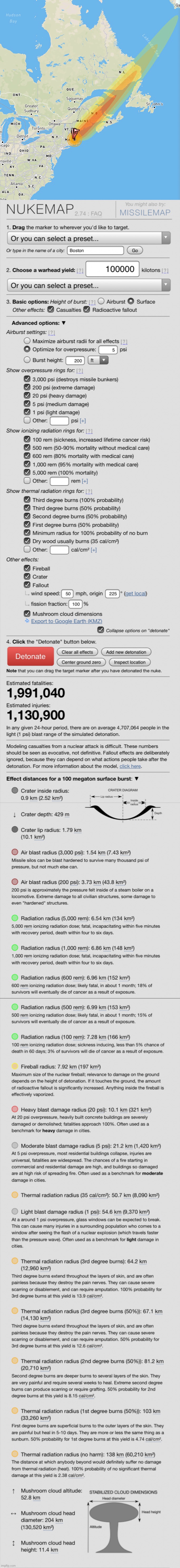hypothetical : nuclear bomb over 2x more powerful than the tsar bomba dropped on boston | made w/ Imgflip meme maker