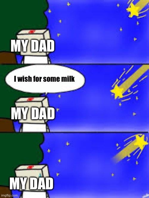 No come back, I need milk. | MY DAD; I wish for some milk; MY DAD; MY DAD | image tagged in shooting star turns back,milk,father,sad | made w/ Imgflip meme maker