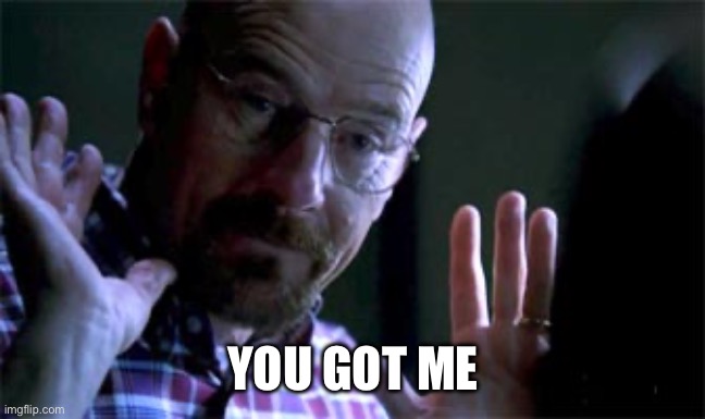 You got me | YOU GOT ME | image tagged in walter white,breaking bad | made w/ Imgflip meme maker