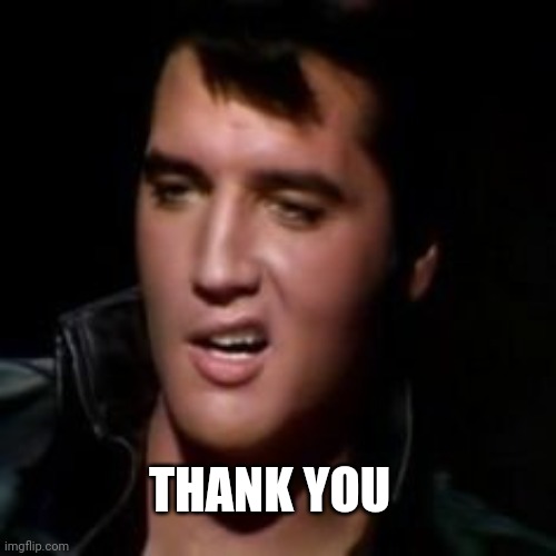 Elvis, thank you | THANK YOU | image tagged in elvis thank you | made w/ Imgflip meme maker