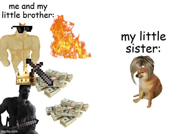 me and my little brother:; my little sister: | made w/ Imgflip meme maker