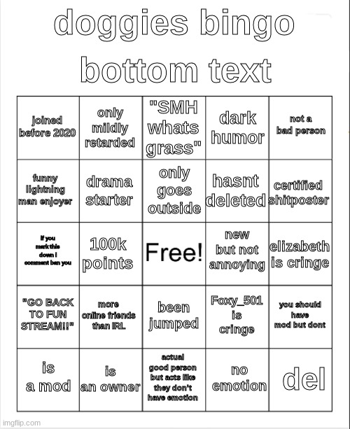 do what you will (also 300k points yay) | image tagged in doggies msmg bingo | made w/ Imgflip meme maker