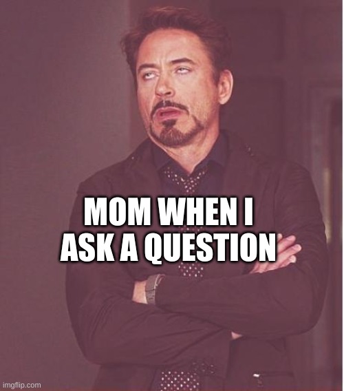 facts | MOM WHEN I ASK A QUESTION | image tagged in memes,face you make robert downey jr | made w/ Imgflip meme maker