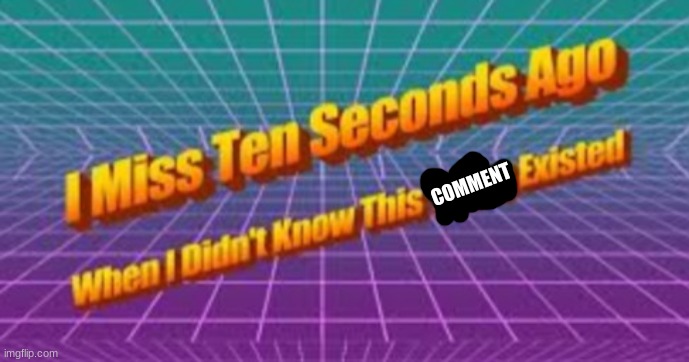 I miss ten seconds ago | COMMENT | image tagged in i miss ten seconds ago | made w/ Imgflip meme maker