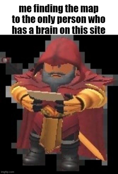 Lord Ulricus Looking At Paper | me finding the map to the only person who has a brain on this site | image tagged in lord ulricus,roblox,arcane odyssey,me finding who asked,hi | made w/ Imgflip meme maker