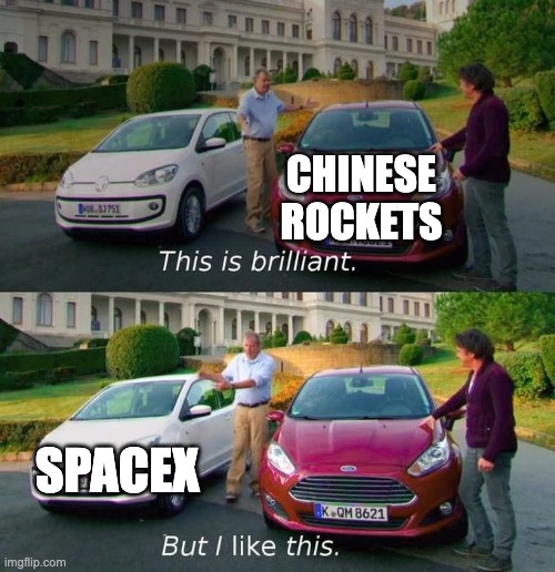rockets are cool | CHINESE ROCKETS; SPACEX | image tagged in this is brilliant but i like this,space,rockets,spacex,china,usa | made w/ Imgflip meme maker