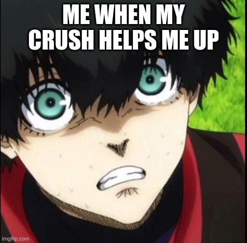 ME WHEN MY CRUSH HELPS ME UP | image tagged in anime meme | made w/ Imgflip meme maker