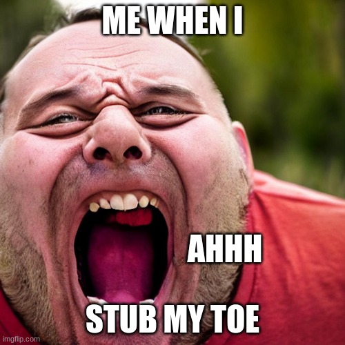Screaming Man | ME WHEN I; AHHH; STUB MY TOE | image tagged in memes | made w/ Imgflip meme maker